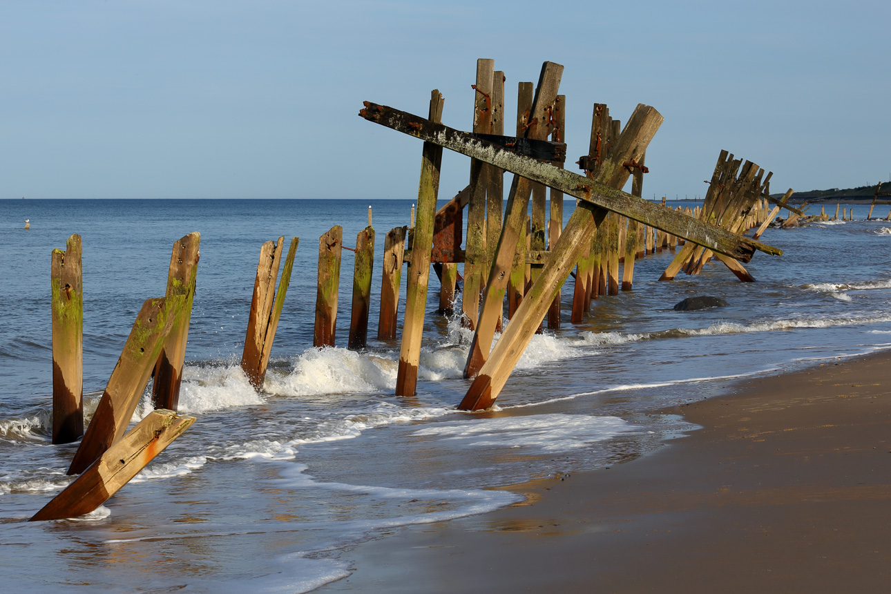 Damaged happisburgh beach sea defences