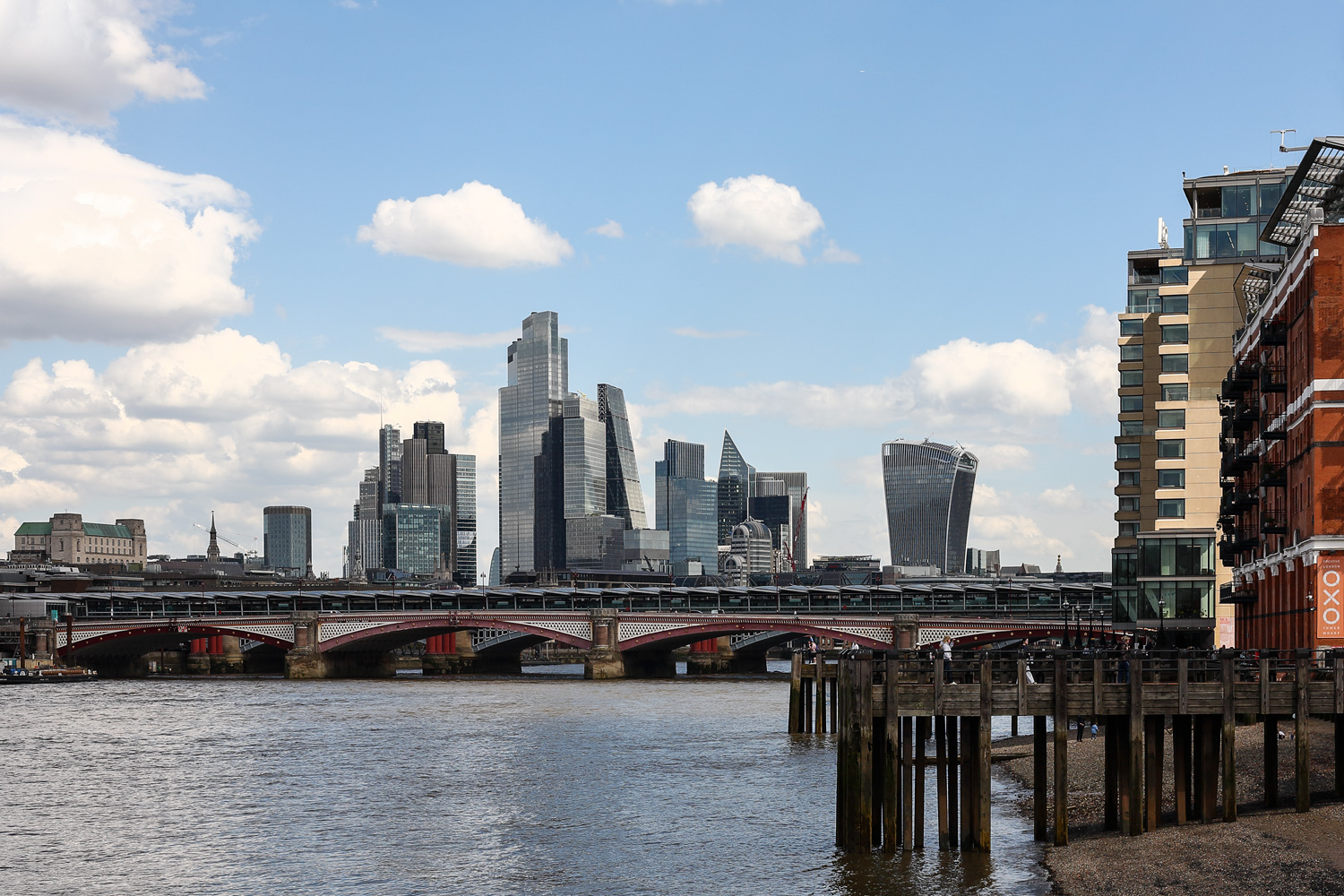 London's financial district from the South Bank.