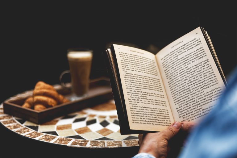 Pages and pastries when reading a good book.