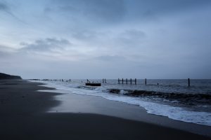 Happisburgh Beach at blue hour.