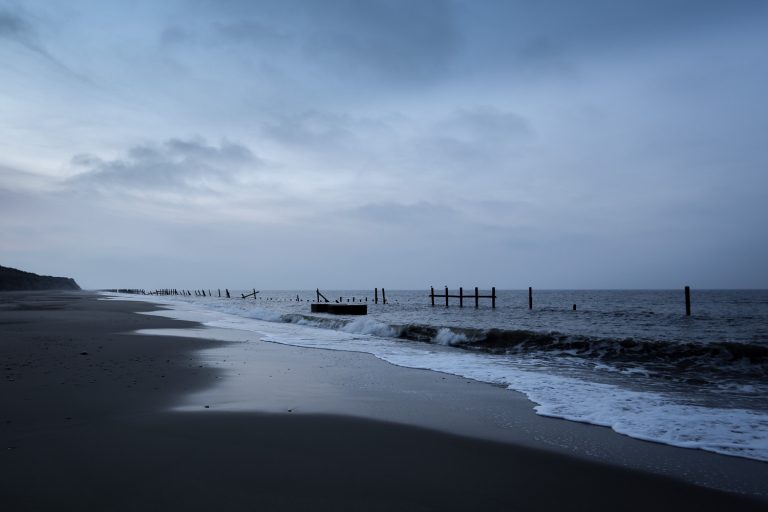 Happisburgh Beach at blue hour.